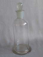 SZKLANA BUTELKA LABORATORYJNA BUTELECZKA APTECZNA KARAFKA Z KORKIEM