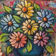 A.Maj. OBRAZ OLEJNY 20x20 cm 'Kwiaty'