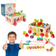 GRA ZRĘCZNOŚCIOWA SORTER DREWNIANY MARCHEWKOWY OGRÓD KOSTKA EDUKACYJNA