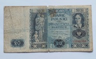BANKNOT 20 ZŁ EMILIA PLATER ROK 1936 SERIA CL