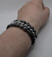 3 sztuki bransoletek agat czarny, kamień sieciowy, obsydian i onyks