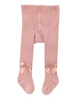 RAJSTOPY RAJTUZY BAWEŁNIANE Z KOKARDKĄ PRĄŻKOWANE 6 - 12 MIESIĘCY RÓŻOWE