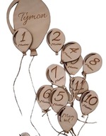 DREWNIANE TABLICZKI DO ZDJĘĆ PIERWSZY ROK Z MIESIĄCAMI BALONY DLA DZIECI