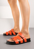 Pomarańczowe Klapki Wsuwane z Zapięciem na Rzep R 37