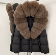 Damska kurtka puchowa z naturalnym futrem lisa