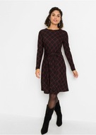 Tanio !_NOWA 189zł KLASYCZNA czarna sukienka w kratę bordo BODYFLIRT 52/54