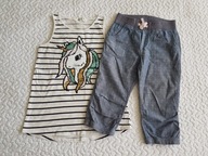 Cool Club bluzka w paski i cekiny spodnie niebieskie roz 122