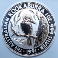 Kookaburra Moneta Srebro 5 Dollars Ag 999 1991