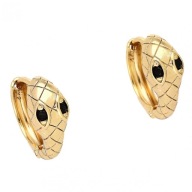 85784 Kolczyki stal chirurgiczna 316L pozłacane 18k żmija z cyrkoniami