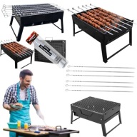 ZESTAW GRILL WALIZKA TURYSTYCZNY SKŁADANY PRZENOŚNY + 6x SZPIKULCE SZAMPURY