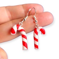 KOLCZYKI Z MODELINY Cukrowe Laski ŚWIĄTECZNY PREZENT