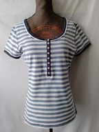 T-shirt w niebieskie paski z przeszyciami - L