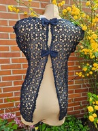 NEXT koszula bluzka koszulka koronkowa gipiura kokardki r 36