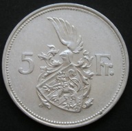Luksemburg 5 franków 1929 - księżna Charlotte - srebro