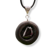 Wisiorek "Hebanowy Fluoryt" - pirografia, brzoza, prezent, Dzień Matki