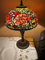 Lampa stojąca witrażowa w stylu Tiffany. Kwiaty 48wys 33szer stan BDB