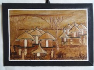 afrykańska wioska misterny ręcznie wykonany obraz