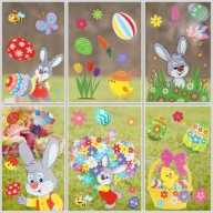 Naklejki na okna Wielkanocne, pisanki, Dekoracje Świąteczne 9 arkuszy