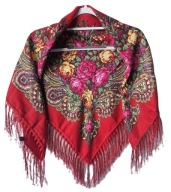 Rosyjska chusta, chustka wełniana 90x90+ frędzle 11cm