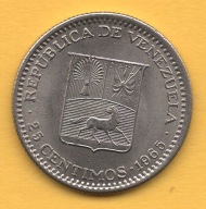 (1WE06) Wenezuela 25 centymów, 1965
