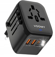 Wtyczka światowa VOOMY - 170+ krajów, 20W, 2 USB-C & 2 USB-A, Czarna