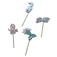 Zestaw topperów na tort 4 sztuki - SYRENKA