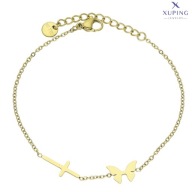 74038 Bransoletka złota stal chirurgiczna krzyżyk motylek