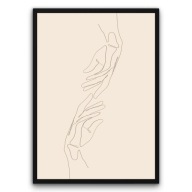 Plakat z ramą 50x70cm Beige Line Hands Dłonie Minimalizm Beż Sztuka Hit