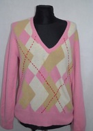 TOMMY HILFIGE ORYGINALNY WEŁNA ANGORA WEŁNIANY ELEGANCKI ROMBY MIĘKKI