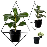 Kwietnik na Ścianę Wiszący Metalowy Czarny Loft w Zestawie Doniczka