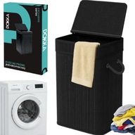 KOSZ NA PRANIE BAMBUSOWY POJEMNIK DUŻY Z POKRYWĄ KUFER NA BIELIZNĘ ZABAWKI