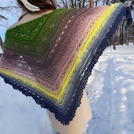 Piękny szal chusta ombre ręcznie robiony 190x87