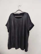 Czarna damska bluzka plus size srebrny wzór z przodu 58, 60