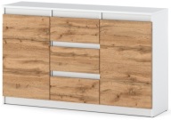 Komoda AZ team 120 cm biały/dąb wotan płyta laminowana 3 szuflady matowa