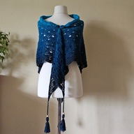 Chusta ręcznie robiona na szydełku, szer. 210 cm x wys. 90cm, bawełna, K2