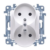 SIMON 10 GNIAZDO PODWÓJNE Z BOLCEM Z UZIEMIENIEM DO RAMEK