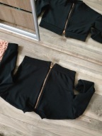 MYPROTEIN MP___ CZARNA CIEPŁA BLUZA KRÓTKA ZŁOTY SUWAK BDB!!!!!! _ S/M