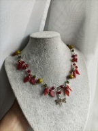 Naszyjnik - jesienny, z ważką - rękodzieło, stal nierdzewna