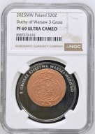 20 złotych - HMP - 3 grosze Księstwa Warszawskiego - 2025 rok - NGC PF69