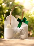 Zielony kaktus – świeca sojowa w zestawie prezentowym z kominkiem i woskami