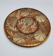 STARY miedziany grawerowany ozdobny talerz 12,5 cm - kolekcjonerski