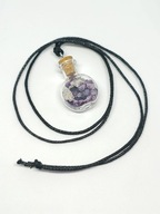 Naszyjnik wisiorek z minerałami ametyst fluoryt buteleczka rzemyk