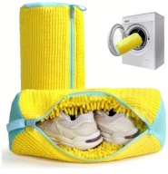 2szt Worek do prania butów z mikrofibry na zamek żółty