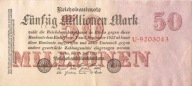 50 Milionów Marek 1923 U Reichsbanknote Weimar