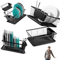 SUSZARKA NA NACZYNIA STOJĄCA JEDNOPOZIOMOWA METALOWA CZARNA OCIEKACZ MAŁA