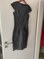 Piekna_Sukienka/ Koktailowa_ Satyna/ Grafitowa_Midi_ 34 / 36 _Okazja