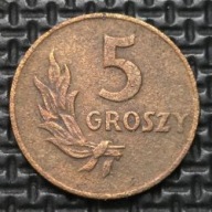 *P[0203] POLSKA 5 groszy 1949 Rzeczpospolita (1949) Orzeł (heraldyka) Brąz