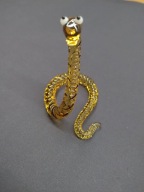 Wspaniały szklany wąż, szkło w stylu Murano 6,9cm, lata 60 nowa (A170)