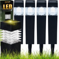 4x Lampa Solarna LED Lampka SŁUPEK OGRODOWY Czarny WBIJANY DUŻY Ozdobny B/Z