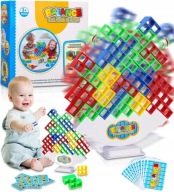 48 sztuk zabawek balansowych, 22 karty klocków, wieża dla dzieci
